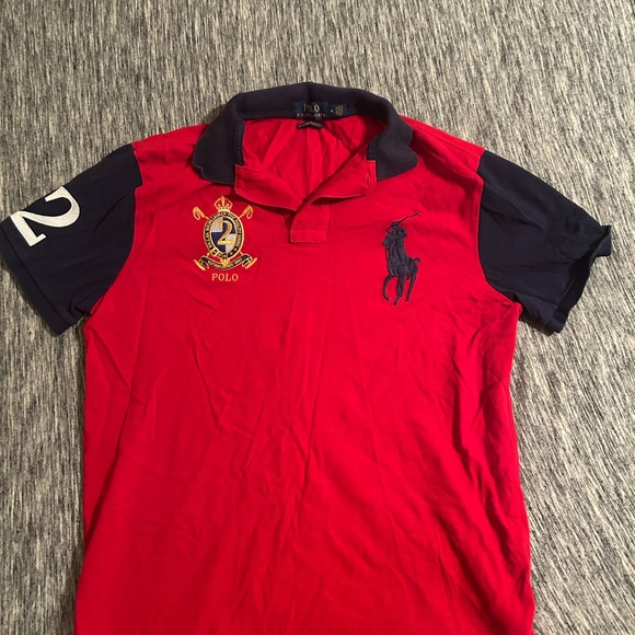 Polo by Ralph Lauren Men's Red and Navy Polo Shirt - Picture 1 of 3
